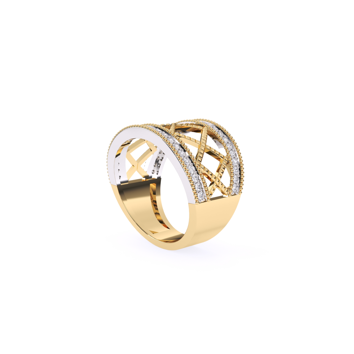 Crown Style Unique Round Diamond Rose Gold Band